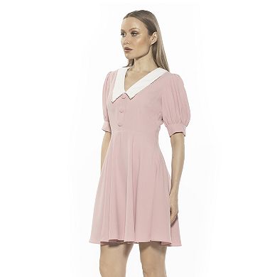 Women's ALEXIA ADMOR Carys Dropped Collar Puff Sleeve Fit And Flare Dress