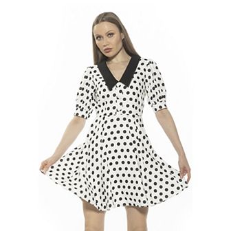 Women's ALEXIA ADMOR Carys Dropped Collar Puff Sleeve Fit And Flare Dress