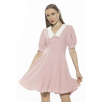 Women's ALEXIA ADMOR Carys Dropped Collar Puff Sleeve Fit And Flare Dress