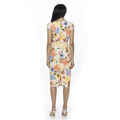 Women's ALEXIA ADMOR Blossom Crewneck Sleeveless Belted Sheath Dress