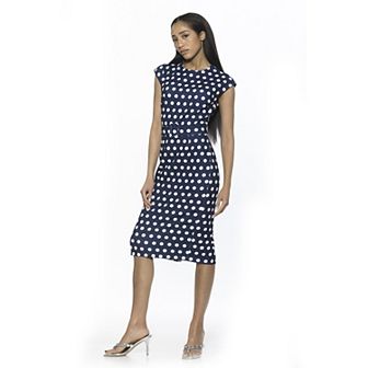 Women's ALEXIA ADMOR Blossom Crewneck Sleeveless Belted Sheath Dress