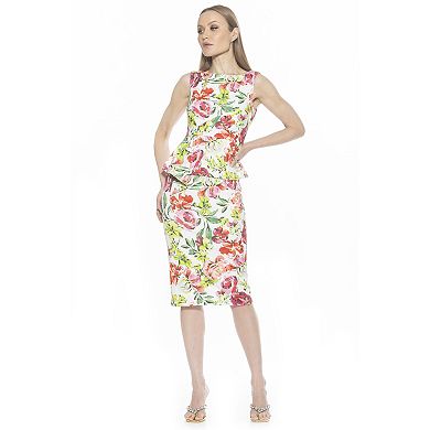 Women's ALEXIA ADMOR Amora Boatneck Sleeveless Peplum Sheath Dress