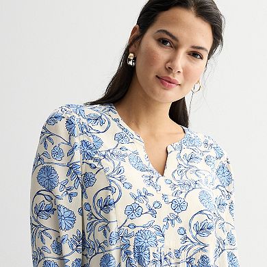Petite Croft & Barrow® Front Yoke Popover Blouse