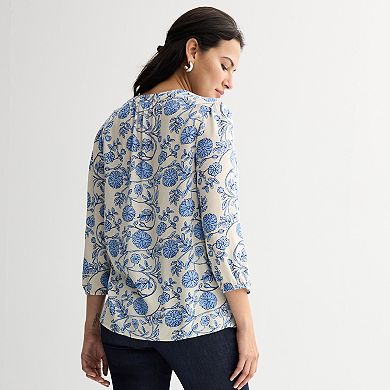 Petite Croft & Barrow® Front Yoke Popover Blouse