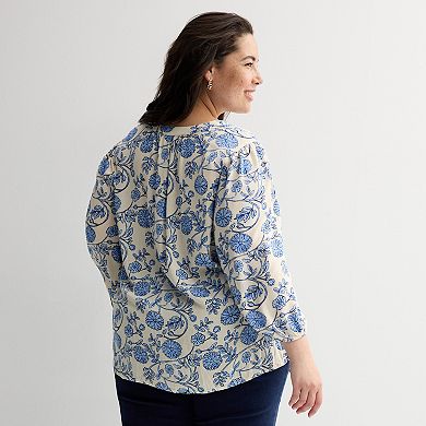 Plus Size Croft & Barrow® Front Yoke Popover Blouse