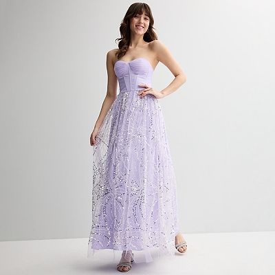 fitted lace wedding dress Stolen Stores Cult Mia x Stolen Stores Corset A-Line Dress in Lilac