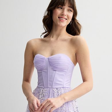 Juniors' Violet Weekend Sequin Embellished Corset Ball Gown