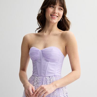 Juniors' Violet Weekend Sequin Embellished Corset Ball Gown