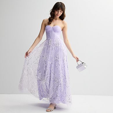 Juniors' Violet Weekend Sequin Embellished Corset Ball Gown