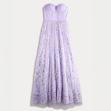Juniors' Violet Weekend Sequin Embellished Corset Ball Gown