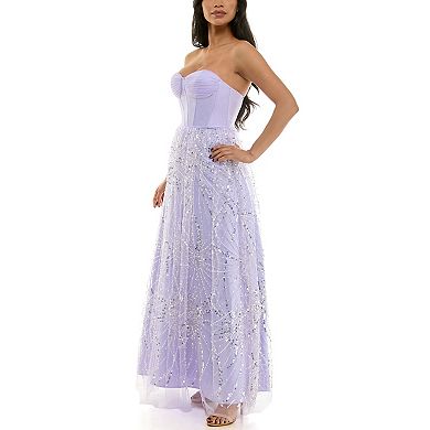 Juniors' Violet Weekend Sequin Embellished Corset Ball Gown