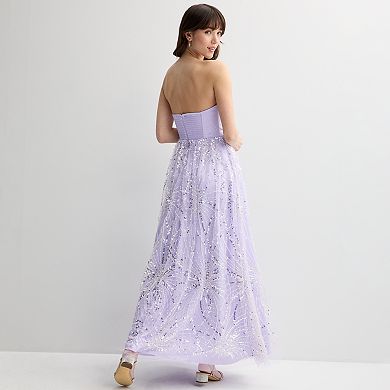 Juniors' Violet Weekend Sequin Embellished Corset Ball Gown
