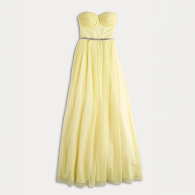 Juniors' Violet Weekend Embellished Corset Belted Ball Gown