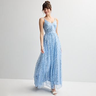 Juniors' Violet Weekend Pearl & Sequin Embellished Ball Gown