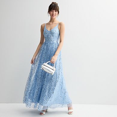 Juniors' Violet Weekend Pearl & Sequin Embellished Ball Gown