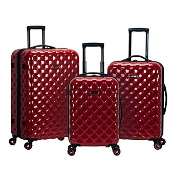 Rockland Quilt 3 pc Hardside Expandable Spinner Luggage Set