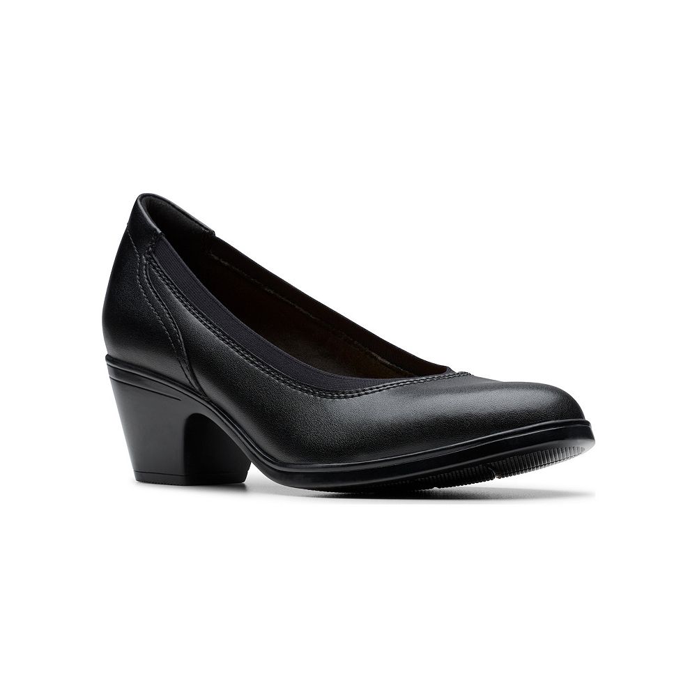 Clarks Emily2 Edyth Women's Leather Block Heel Pumps