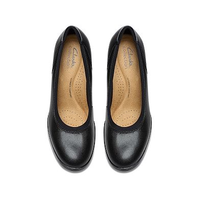 Clarks Emily2 Edyth Women's Leather Block Heel Pumps