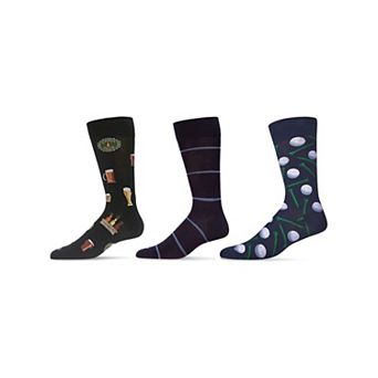 Men's 3 Pair Pack Novelty Sports Crew Socks