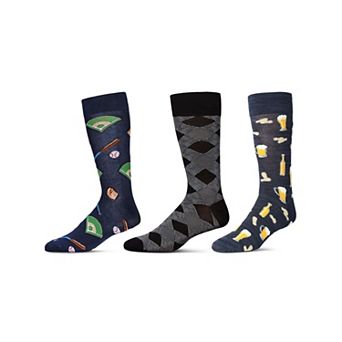 Men's 3 Pair Pack Novelty Sports Crew Socks