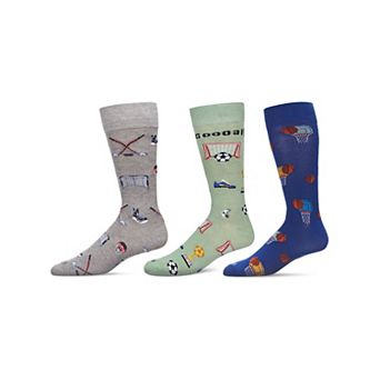Men's 3 Pair Pack Novelty Sports Crew Socks