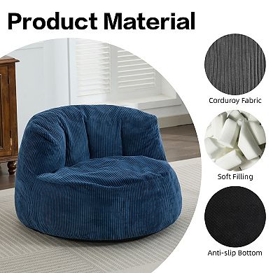SERWALL Corduroy Bean Bag Chair with Wide Backrest