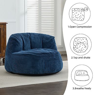SERWALL Corduroy Bean Bag Chair with Wide Backrest