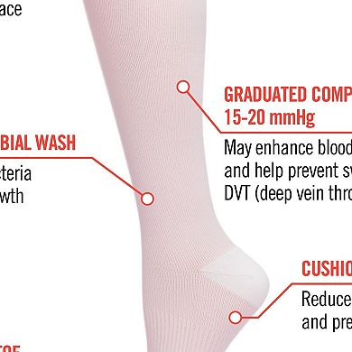 Women's Solid Nylon 15-20mmHg Graduated Compression Socks