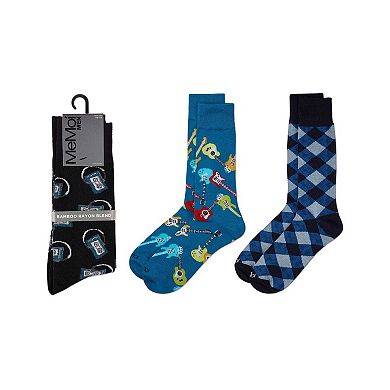 Men's 3 Pair Pack Novelty Hobbies Crew Socks