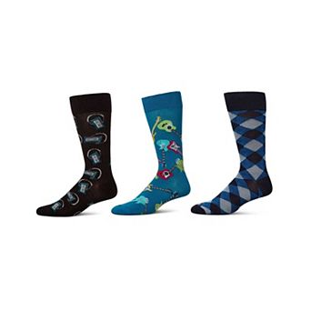 Men's 3 Pair Pack Novelty Hobbies Crew Socks