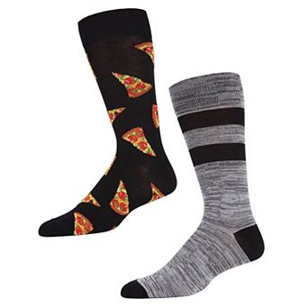 Men's 2 Pair Pack Novelty Pizza Time Crew Socks