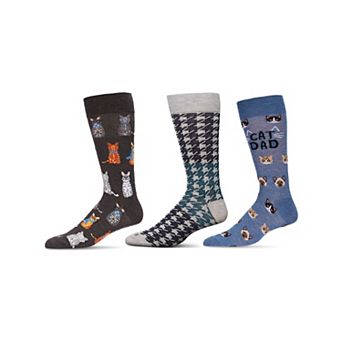 Men's 3 Pair Pack Novelty Pet Lovers Crew Socks