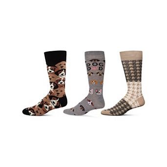 Men's 3 Pair Pack Novelty Pet Lovers Crew Socks