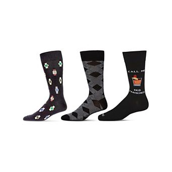Men's 3 Pair Pack Novelty Drinks Crew Socks