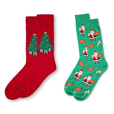 Men's 2 Pair Pack Novelty Holiday Food Crew Socks
