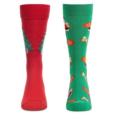 Men's 2 Pair Pack Novelty Holiday Food Crew Socks
