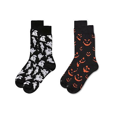 Men's 2 Pair Pack Novelty Halloween Crew Socks