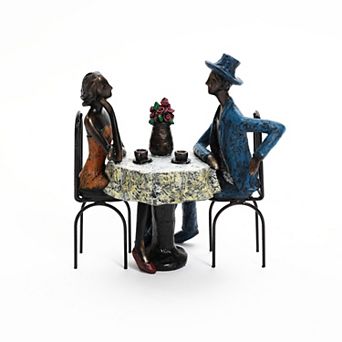 LuxenHome Modern Brown Polyresin Couple Date Night Tabletop Home Decor