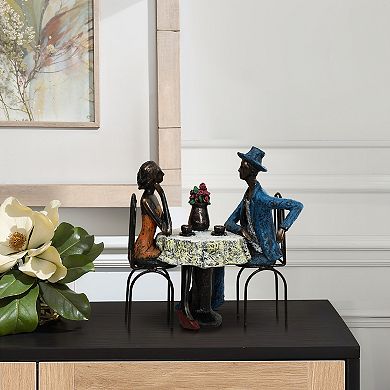 LuxenHome Modern Brown Polyresin Couple Date Night Tabletop Home Decor