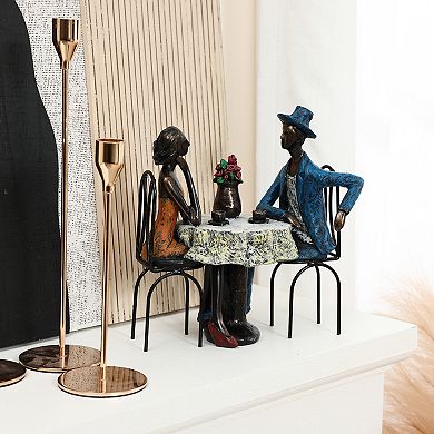 LuxenHome Modern Brown Polyresin Couple Date Night Tabletop Home Decor