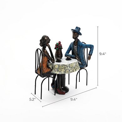 LuxenHome Modern Brown Polyresin Couple Date Night Tabletop Home Decor