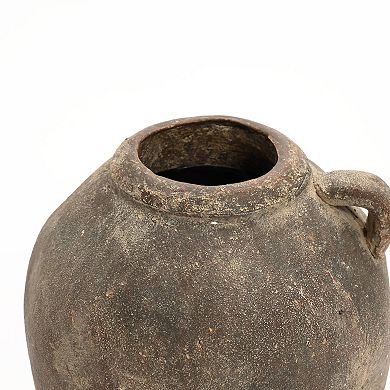 LuxenHome Rustic Ginger Root Brown Terracotta 11-Inch Tall Indoor and Outdoor Jug Vase