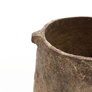 LuxenHome Rustic Ginger Root Brown Cement 8.9-Inch Tall Indoor and Outdoor Cylinder Vase