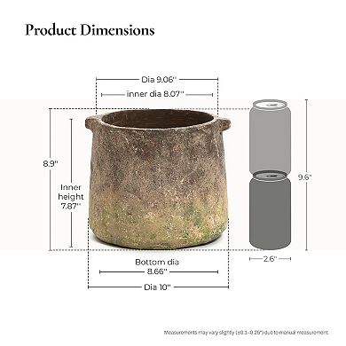 LuxenHome Rustic Ginger Root Brown Cement 8.9-Inch Tall Indoor and Outdoor Cylinder Vase