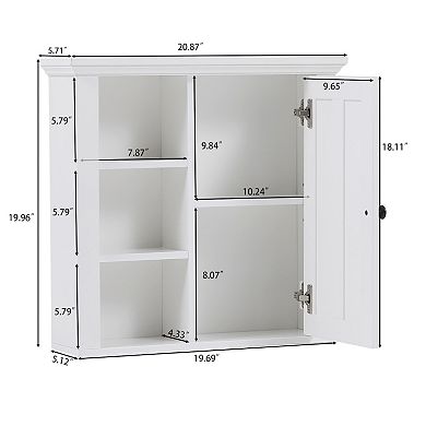 LuxenHome White MDF Wood Bathroom Wall Storage Cabinet