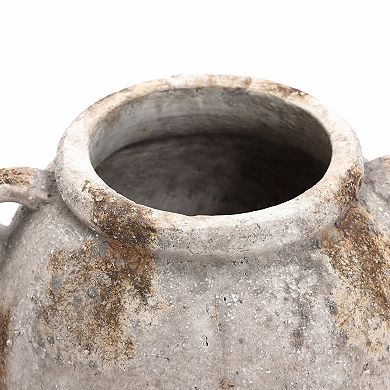 LuxenHome Mottled Brown and White Terracotta 11.8-Inch Tall Indoor and Outdoor Jug Vase with Handles