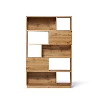 LuxenHome 8-Shelf and 2-Cabinet Tall Bookcase with Doors