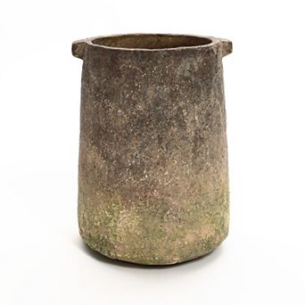 LuxenHome Rustic Ginger Root Brown Cement 11-Inch Tall Indoor and Outdoor Cylinder Vase