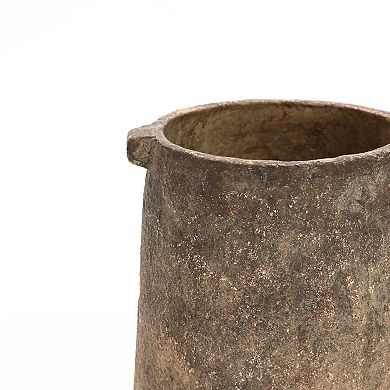 LuxenHome Rustic Ginger Root Brown Cement 11-Inch Tall Indoor and Outdoor Cylinder Vase
