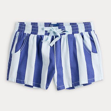 Juniors' Project Indigo Low-Rise Soft Striped Shorts